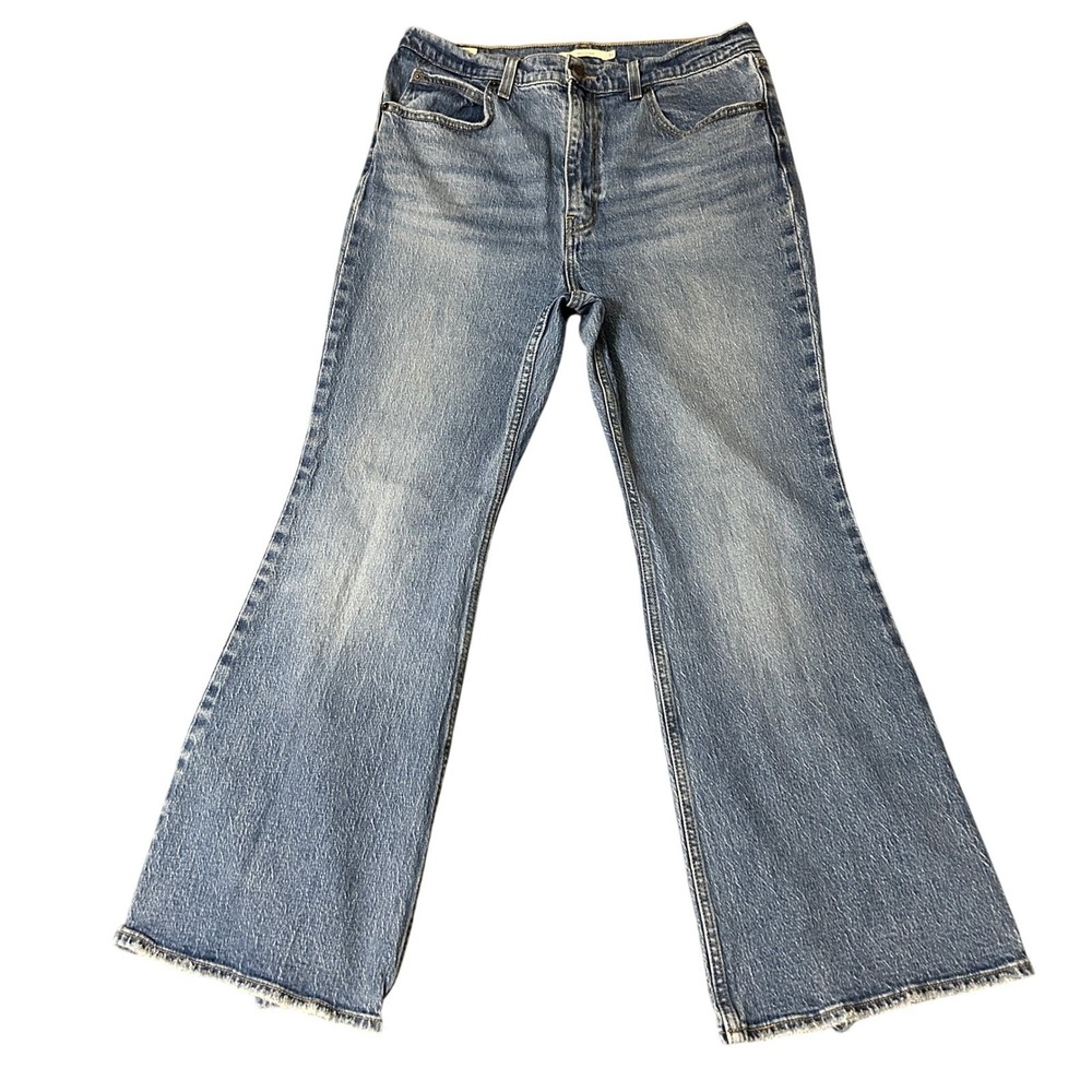 Levis 70s High Flare Jeans Womens 32x28 Premium Distressed Medium Wash Denim